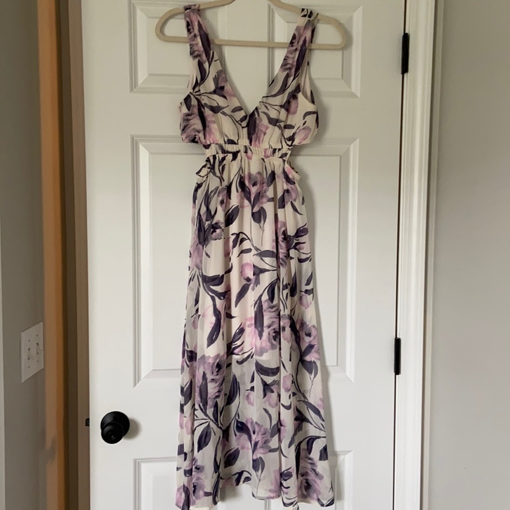 Floral cut out midi dress